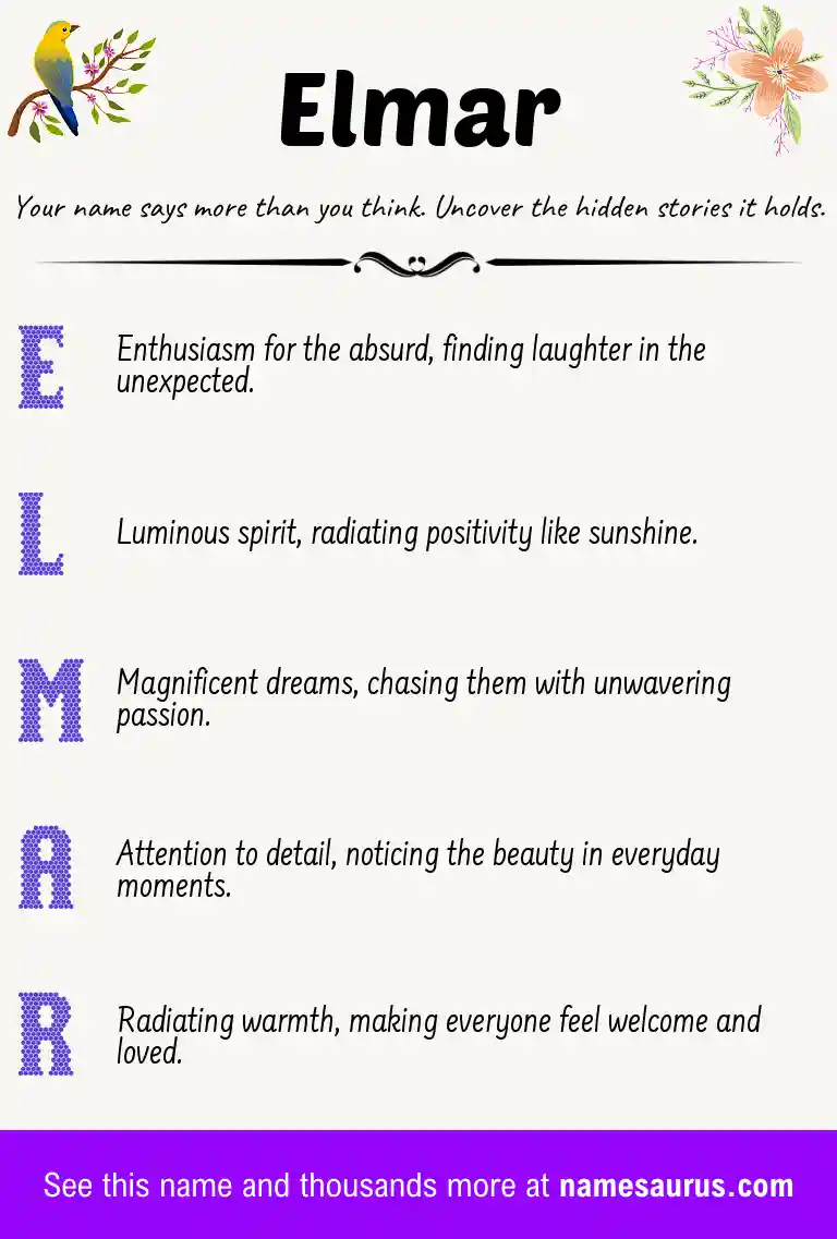 Acrostic poem about Elmar.