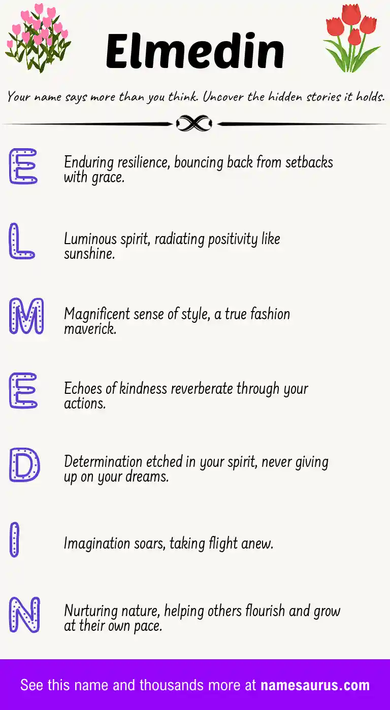 Acrostic poem about Elmedin.