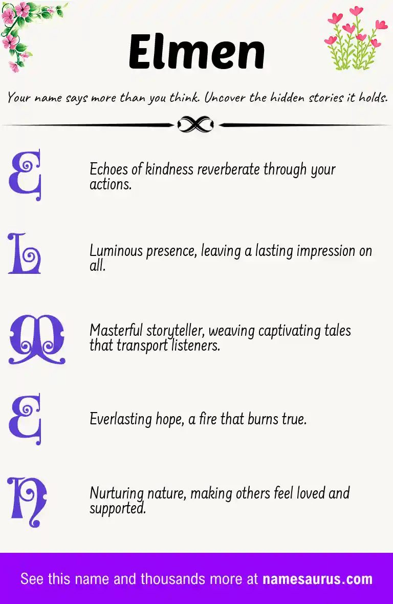 Acrostic poem about Elmen.