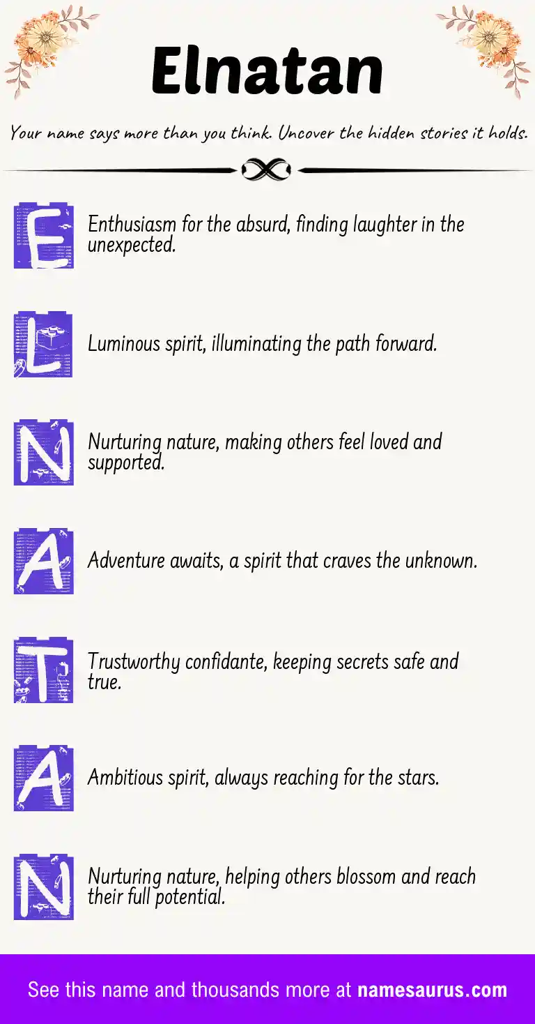 Acrostic poem about Elnatan.