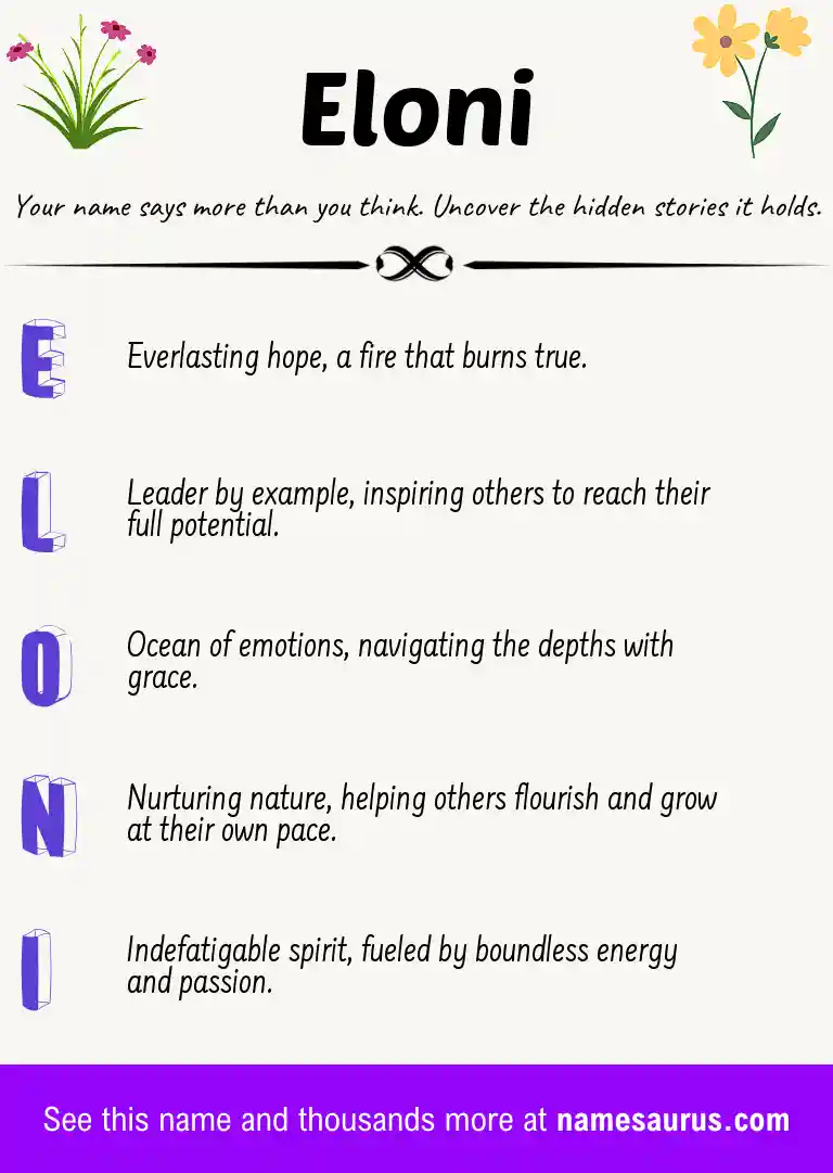 Acrostic poem about Eloni.