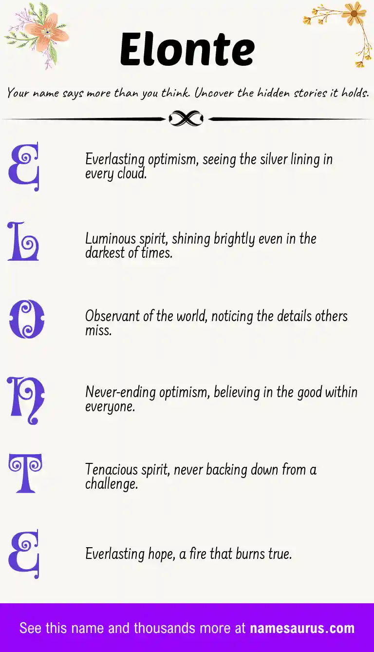 Acrostic poem about Elonte.