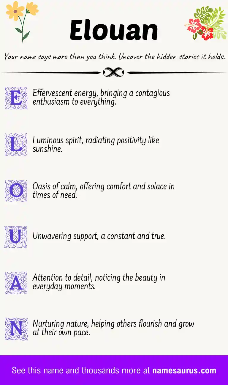 Acrostic poem about Elouan.