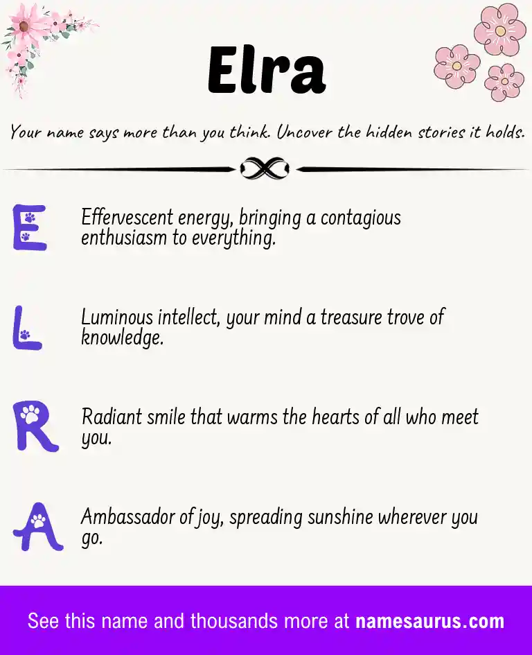 Acrostic poem about Elra.