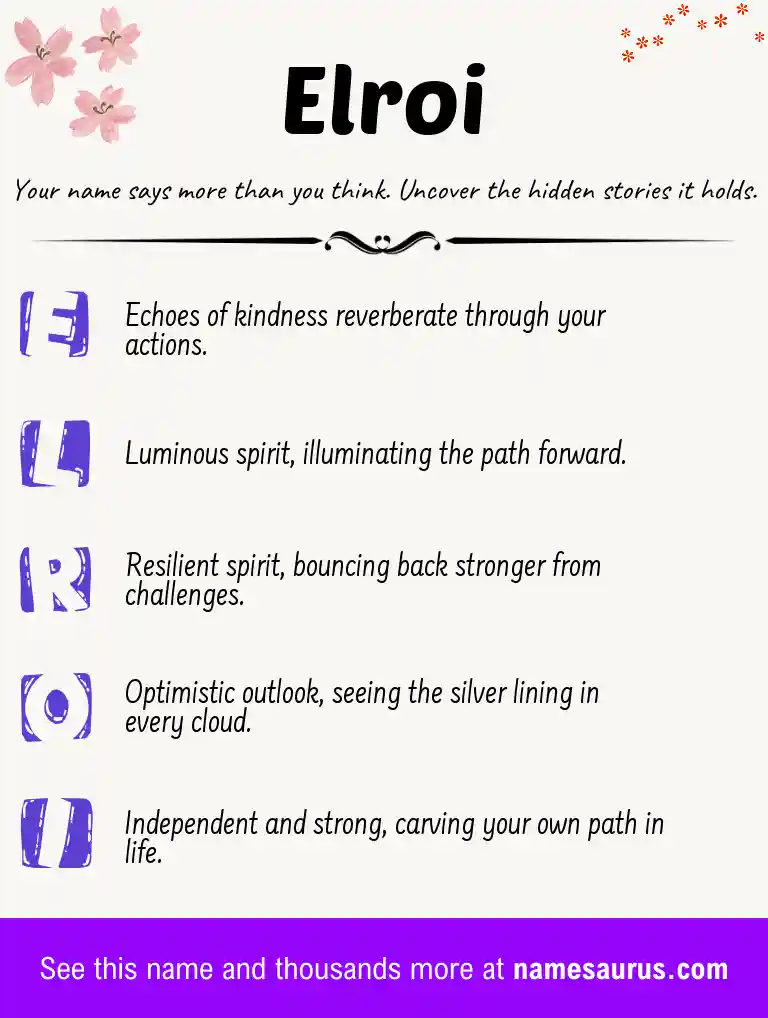 Acrostic poem about Elroi.
