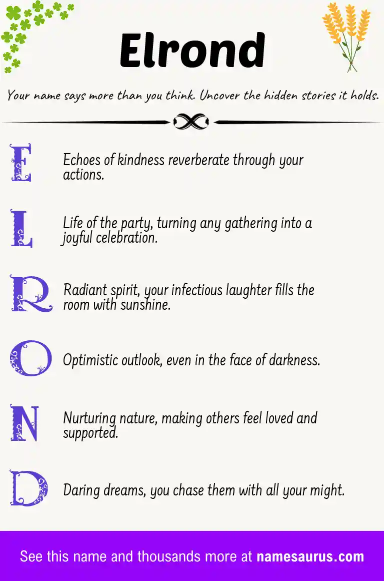 Acrostic poem about Elrond.
