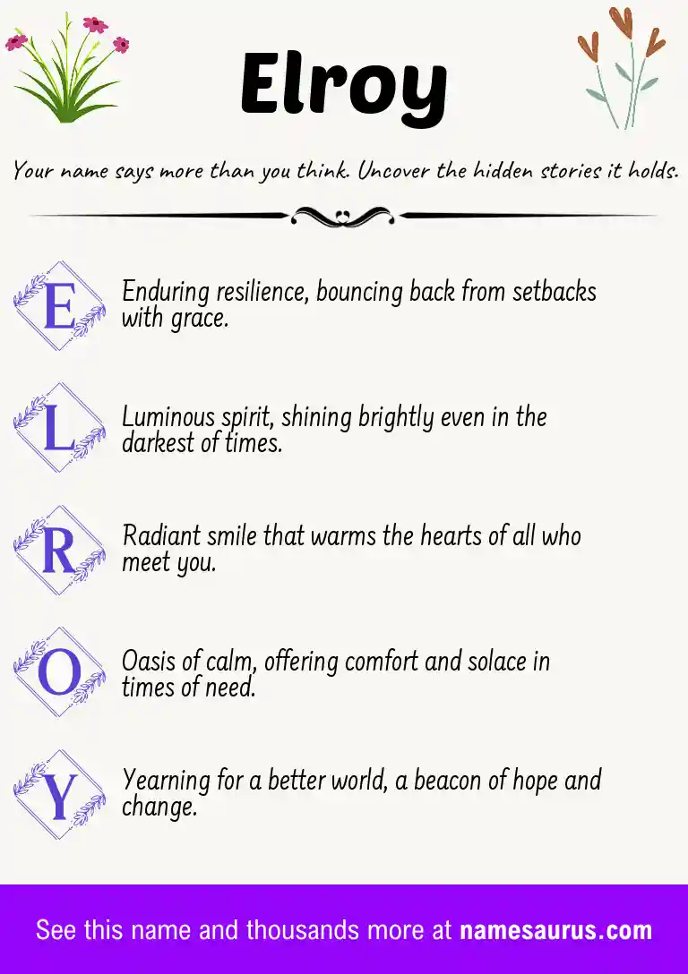 Acrostic poem about Elroy.