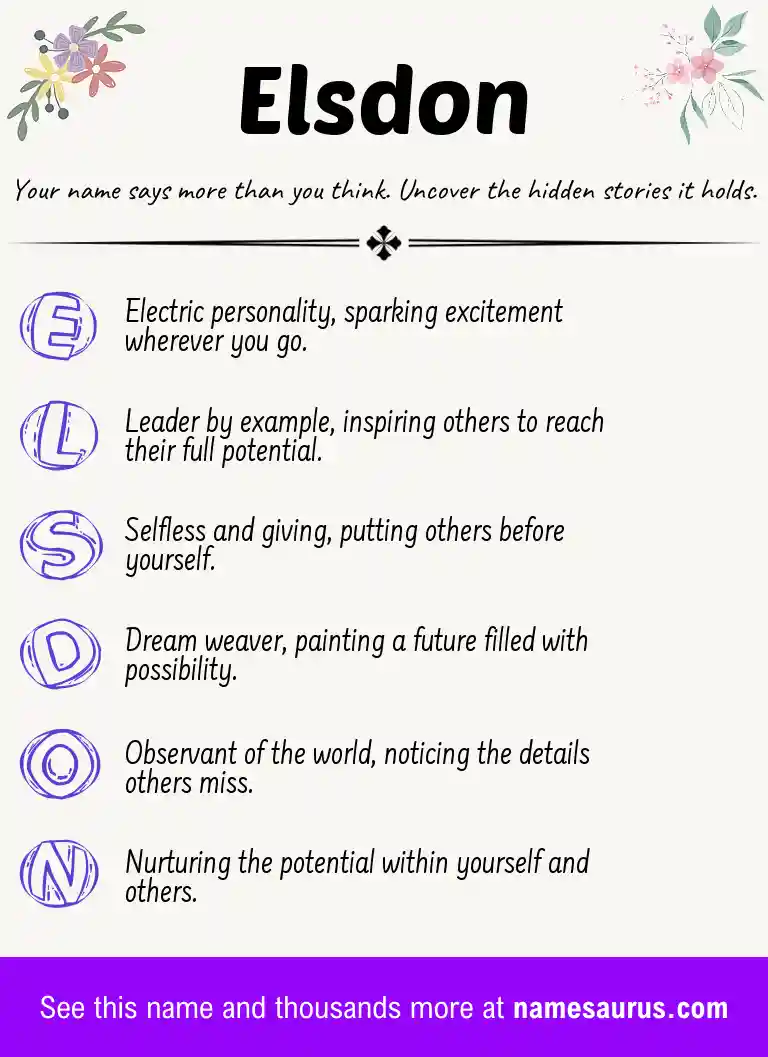 Acrostic poem about Elsdon.