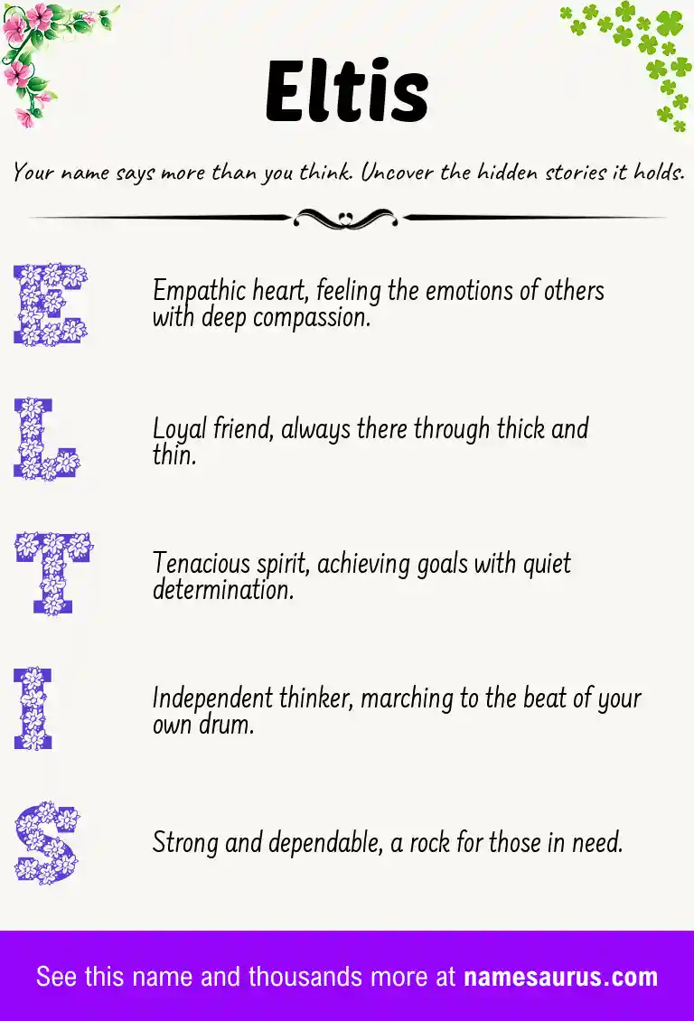 Acrostic poem about Eltis.