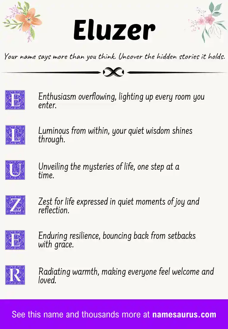 Acrostic poem about Eluzer.
