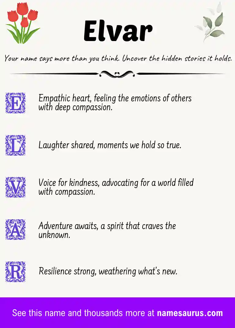 Acrostic poem about Elvar.
