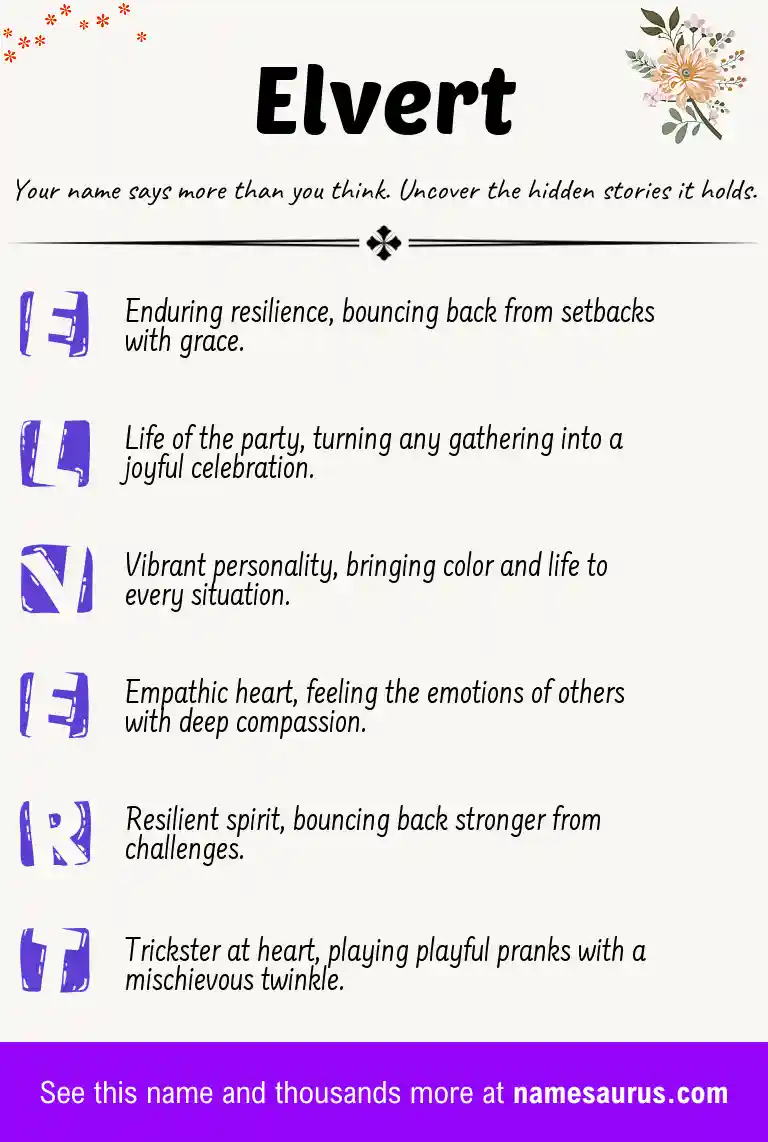 Acrostic poem about Elvert.