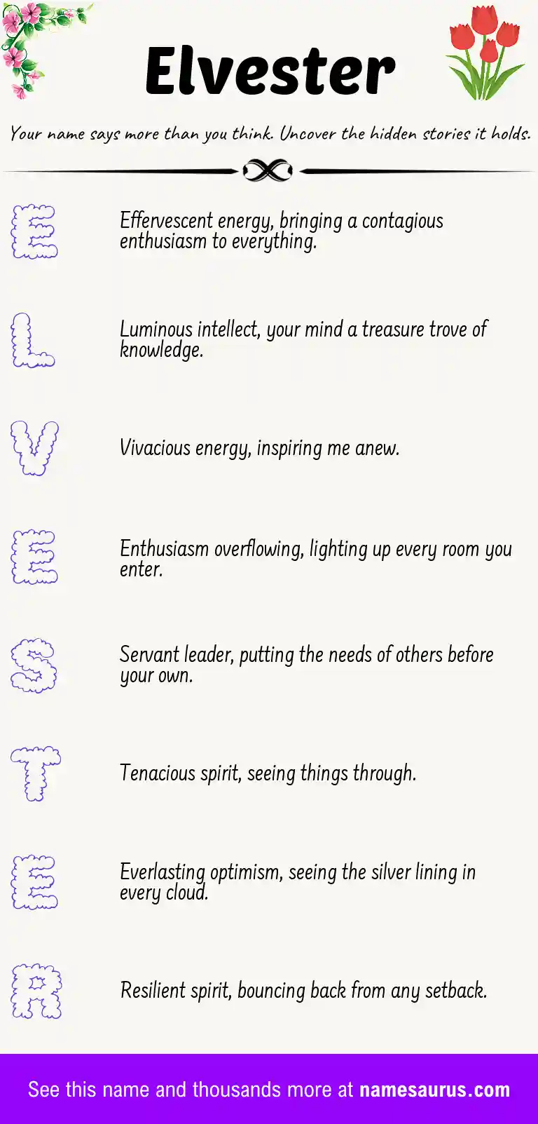 Acrostic poem about Elvester.
