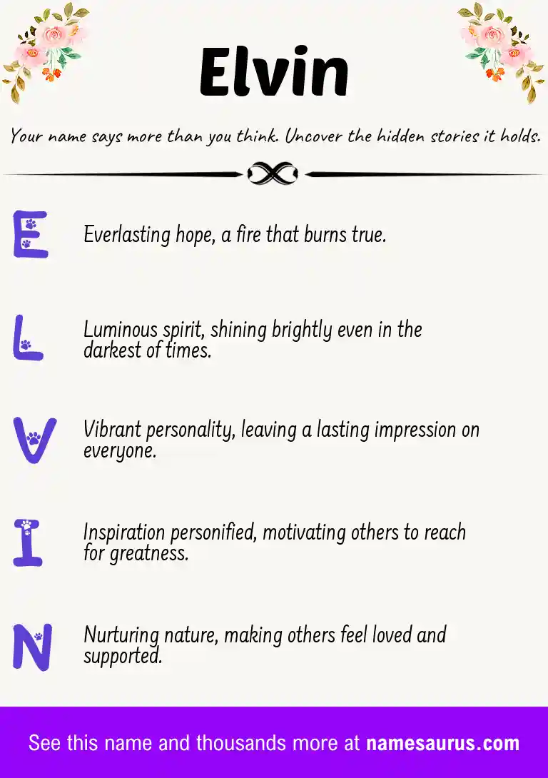 Acrostic poem about Elvin.