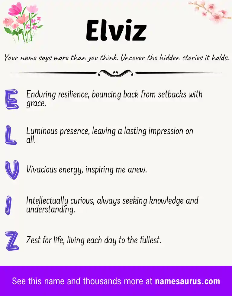 Acrostic poem about Elviz.