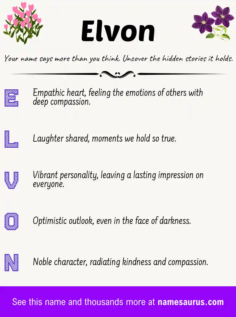 Acrostic poem about Elvon.
