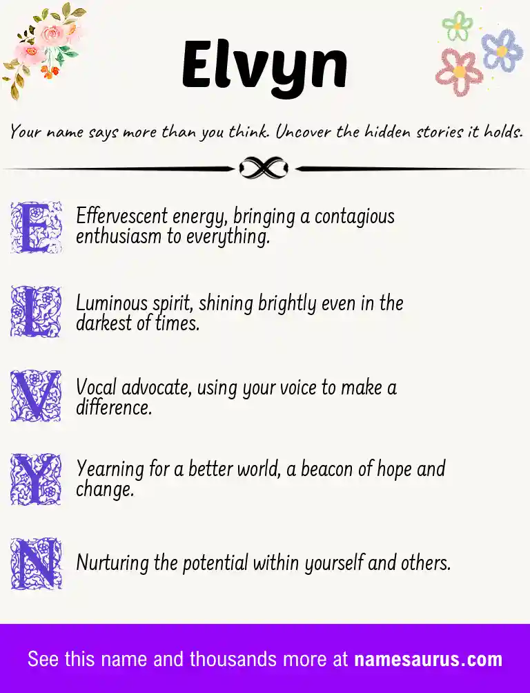 Acrostic poem about Elvyn.