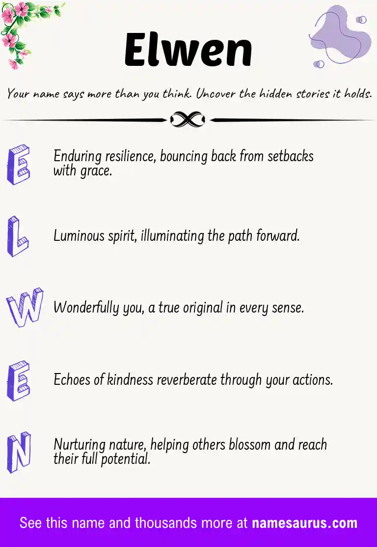 Acrostic poem about Elwen.
