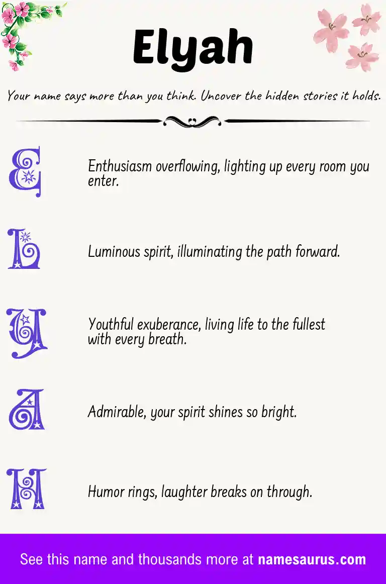 Acrostic poem about Elyah.