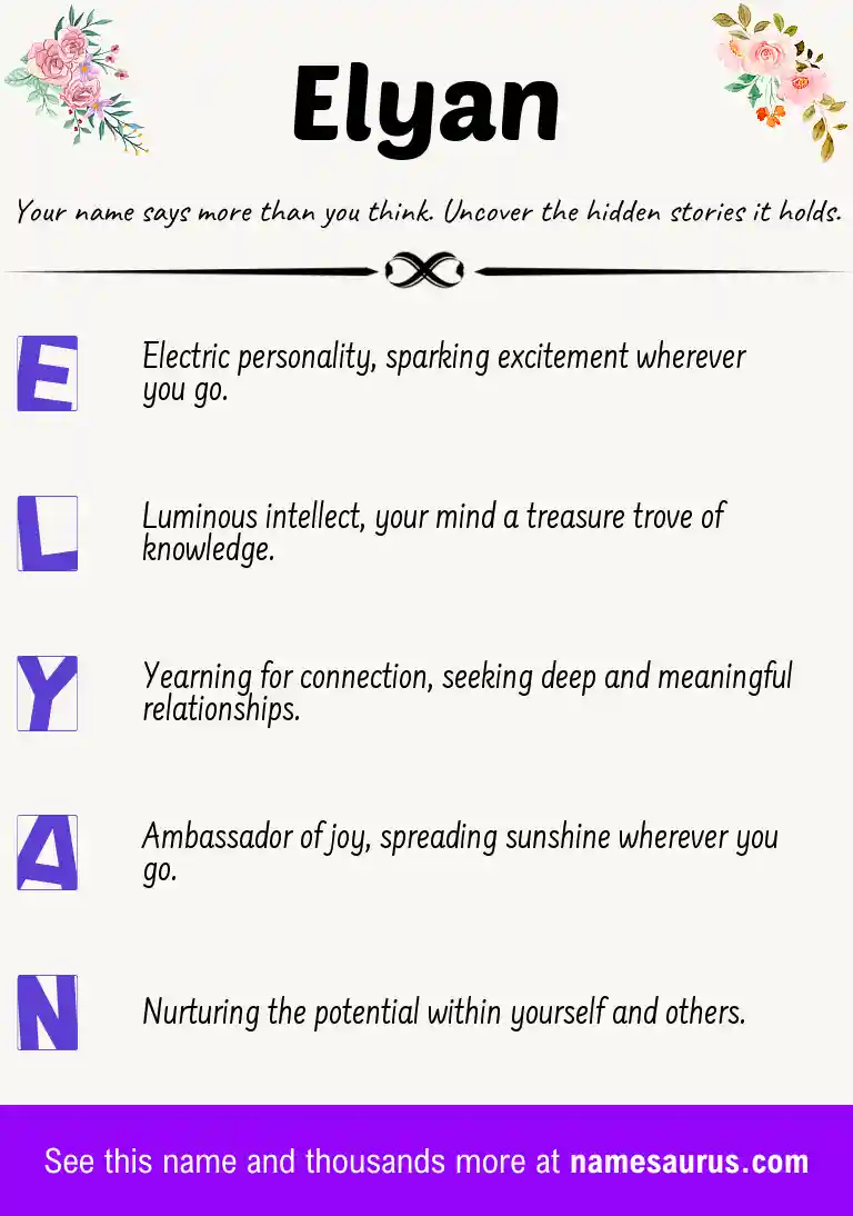Acrostic poem about Elyan.
