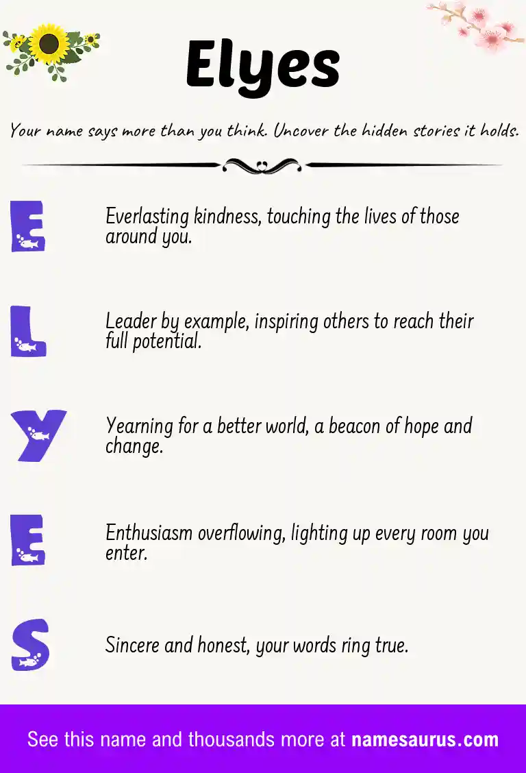Acrostic poem about Elyes.