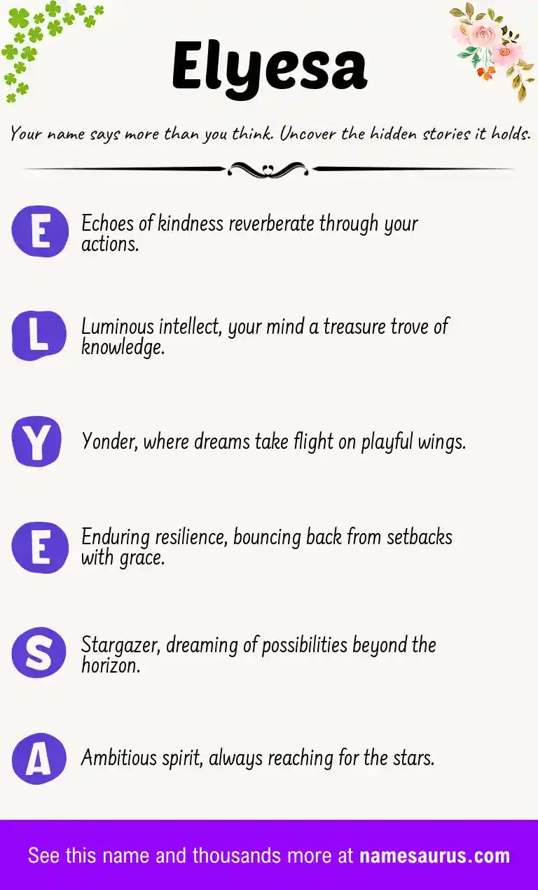 Acrostic poem about Elyesa.