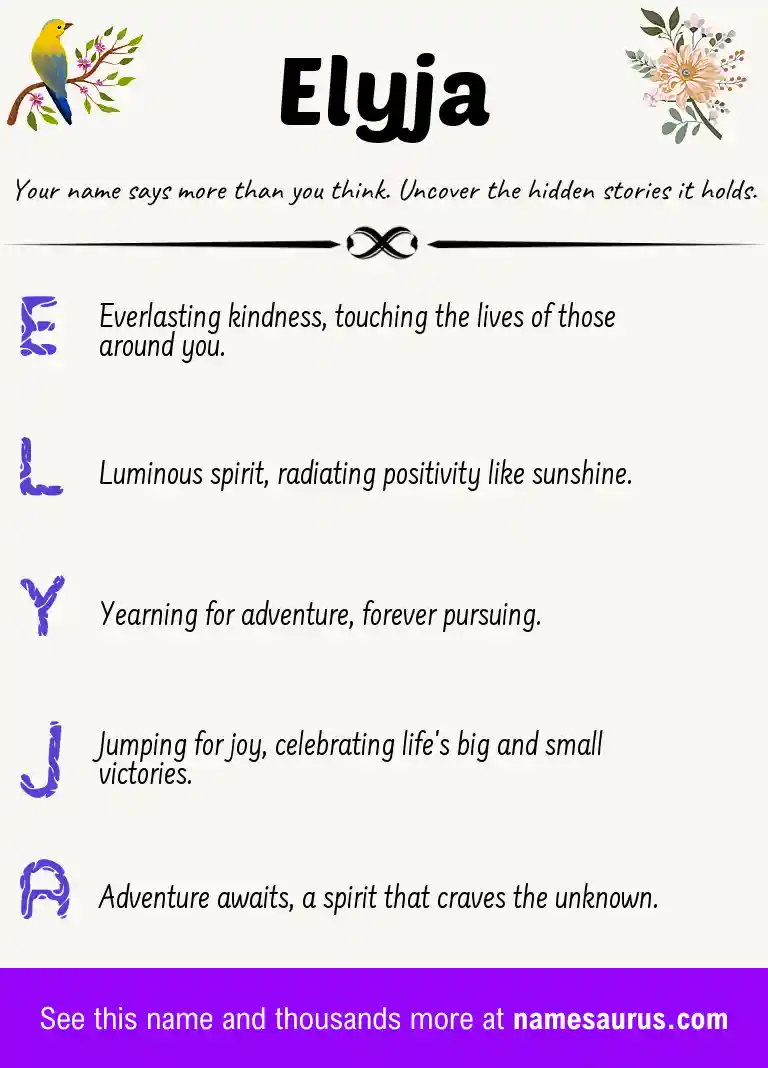 Acrostic poem about Elyja.