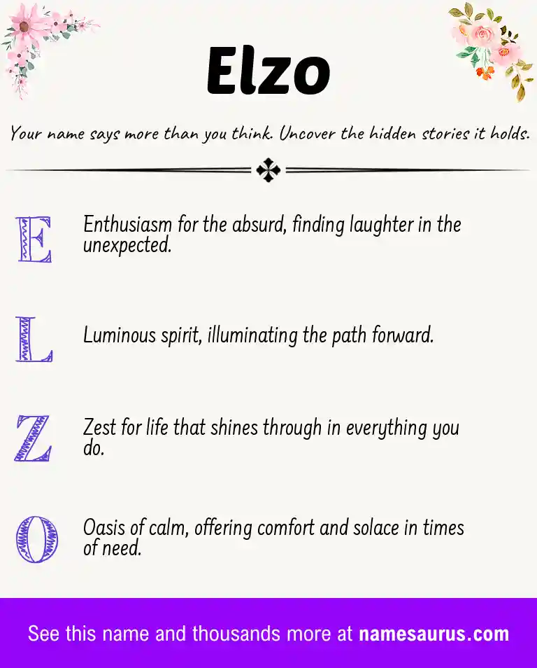 Acrostic poem about Elzo.