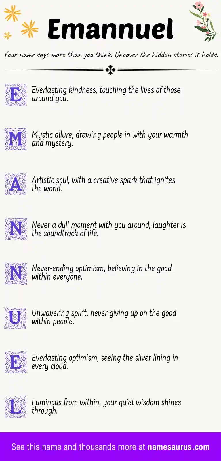 Acrostic poem about Emannuel.