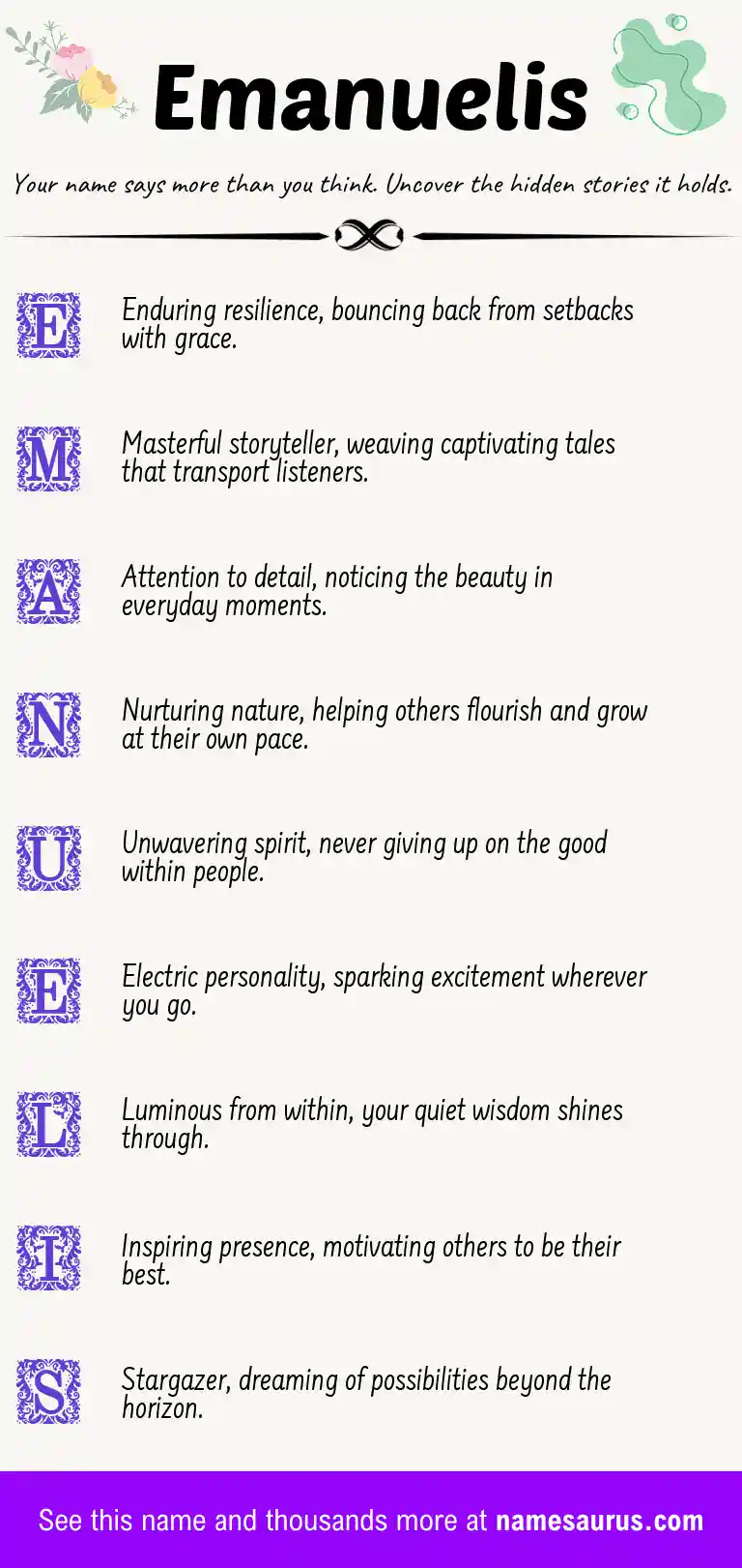 Acrostic poem about Emanuelis.