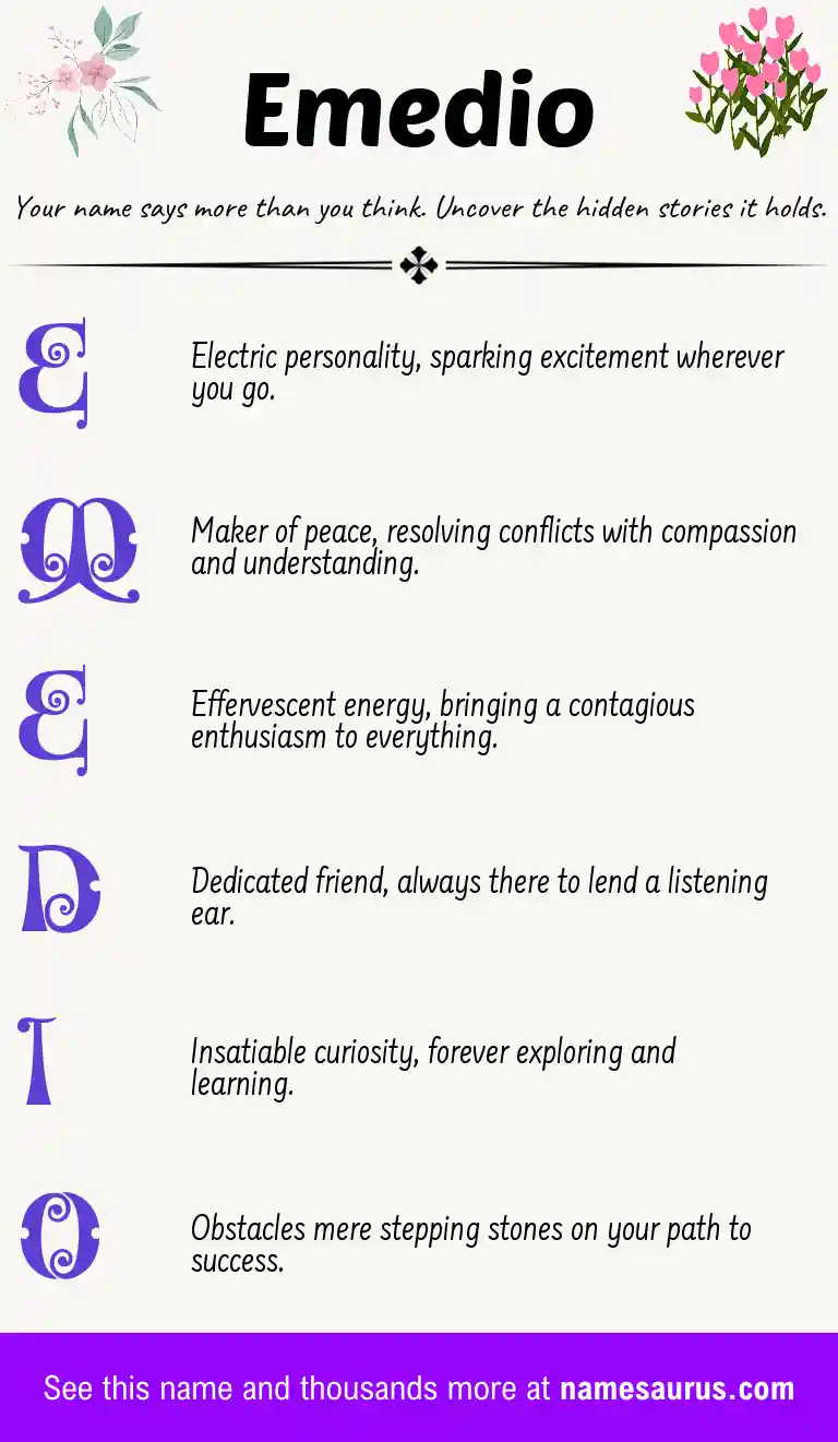 Acrostic poem about Emedio.