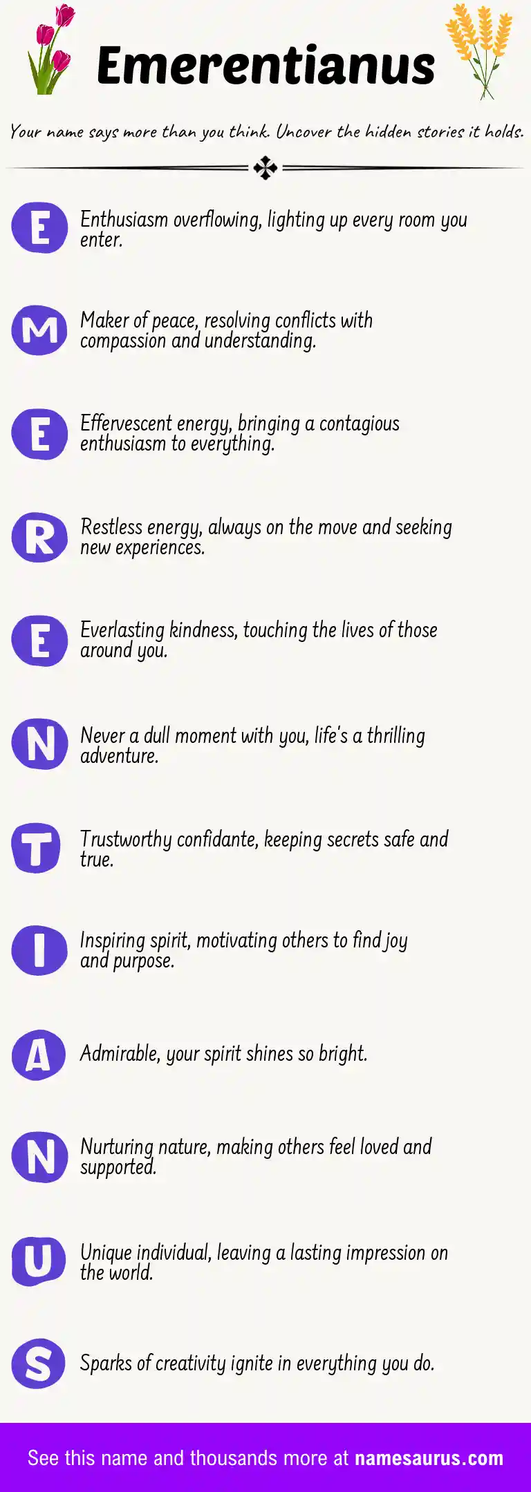 Acrostic poem about Emerentianus.