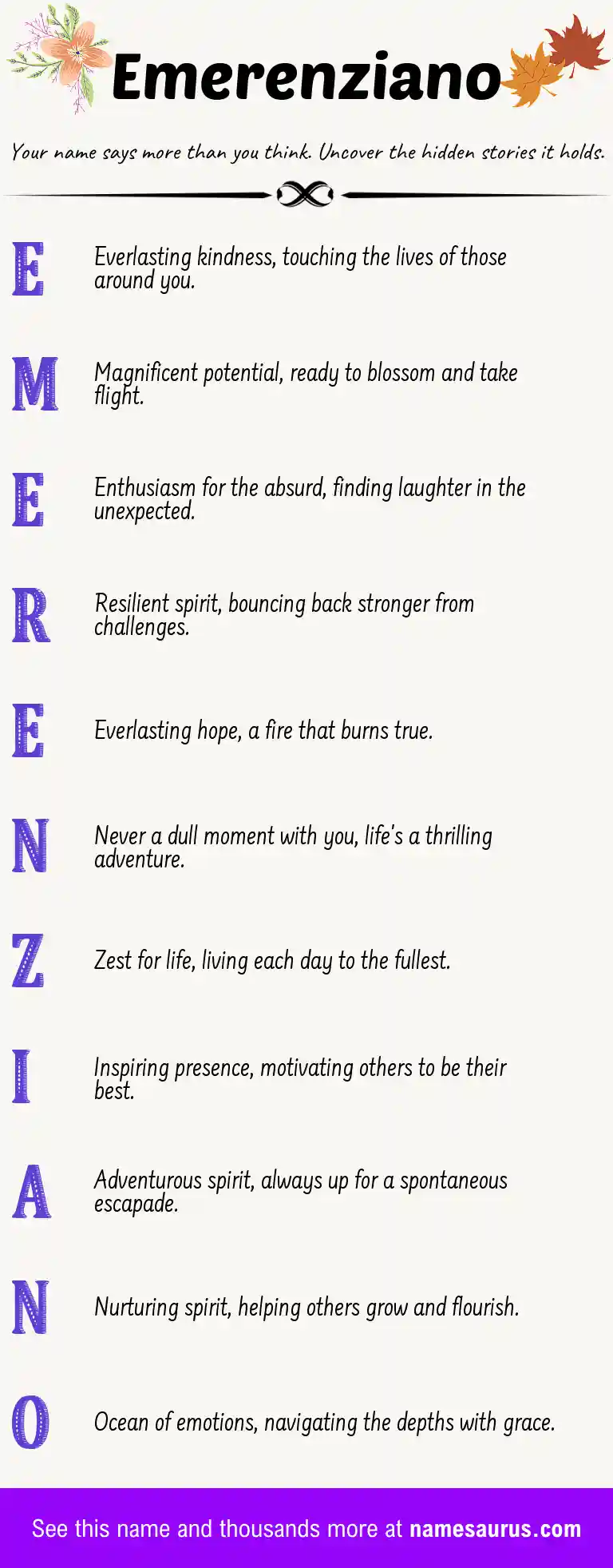 Acrostic poem about Emerenziano.