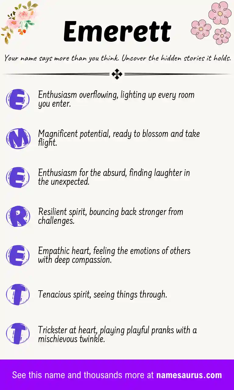 Acrostic poem about Emerett.