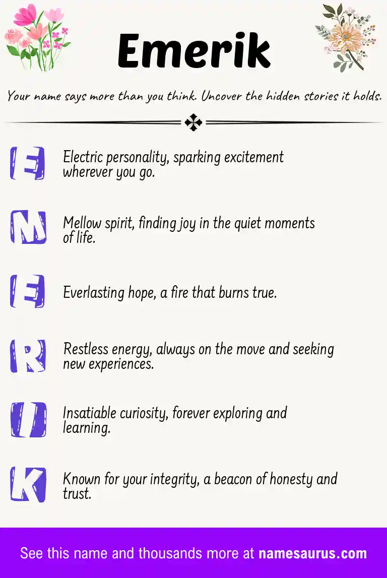 Acrostic poem about Emerik.