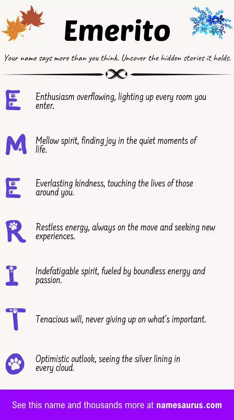 Acrostic poem about Emerito.
