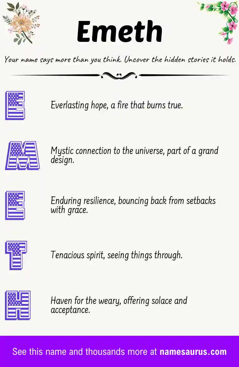 Acrostic poem about Emeth.