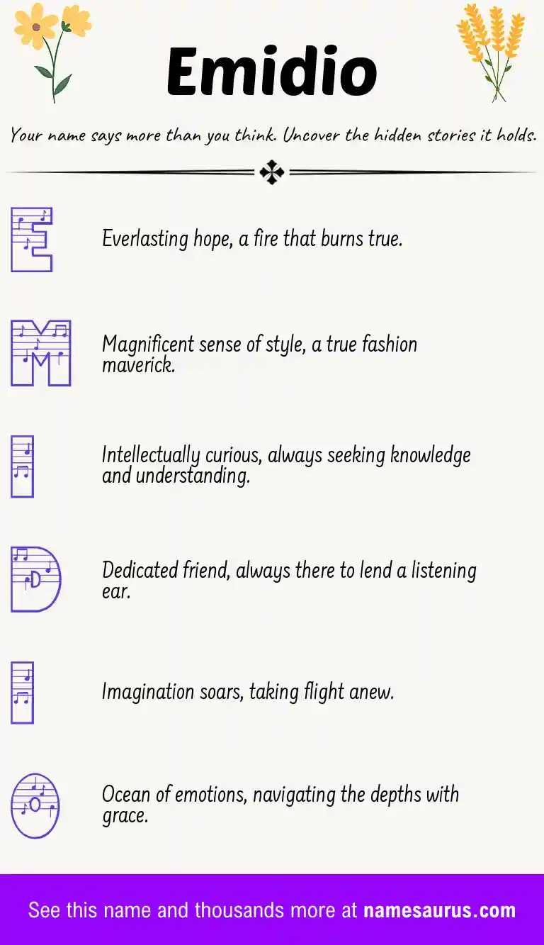 Acrostic poem about Emidio.