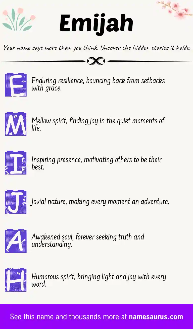 Acrostic poem about Emijah.