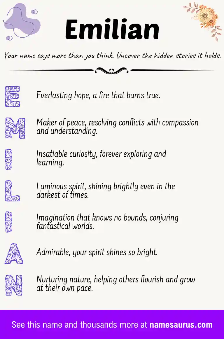 Acrostic poem about Emilian.