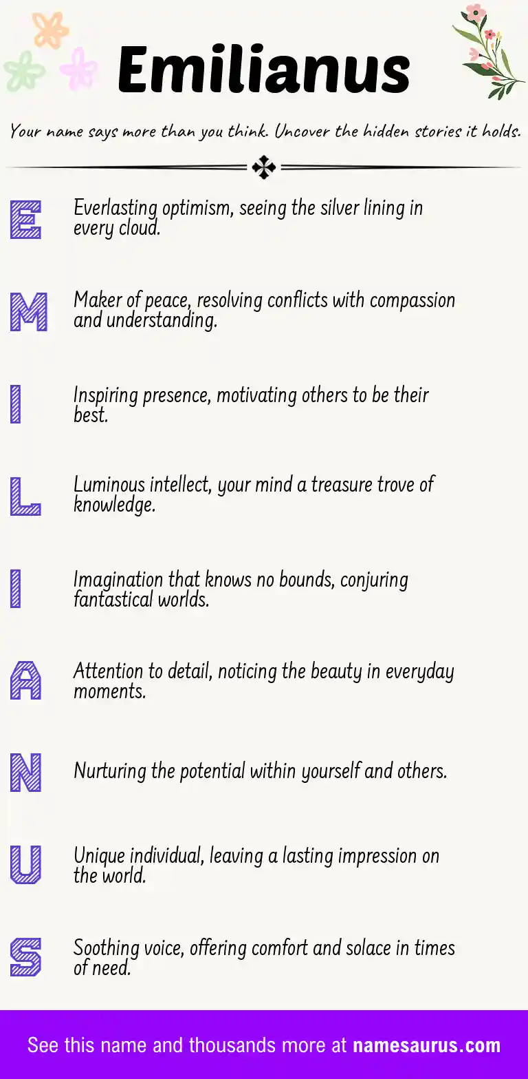 Acrostic poem about Emilianus.