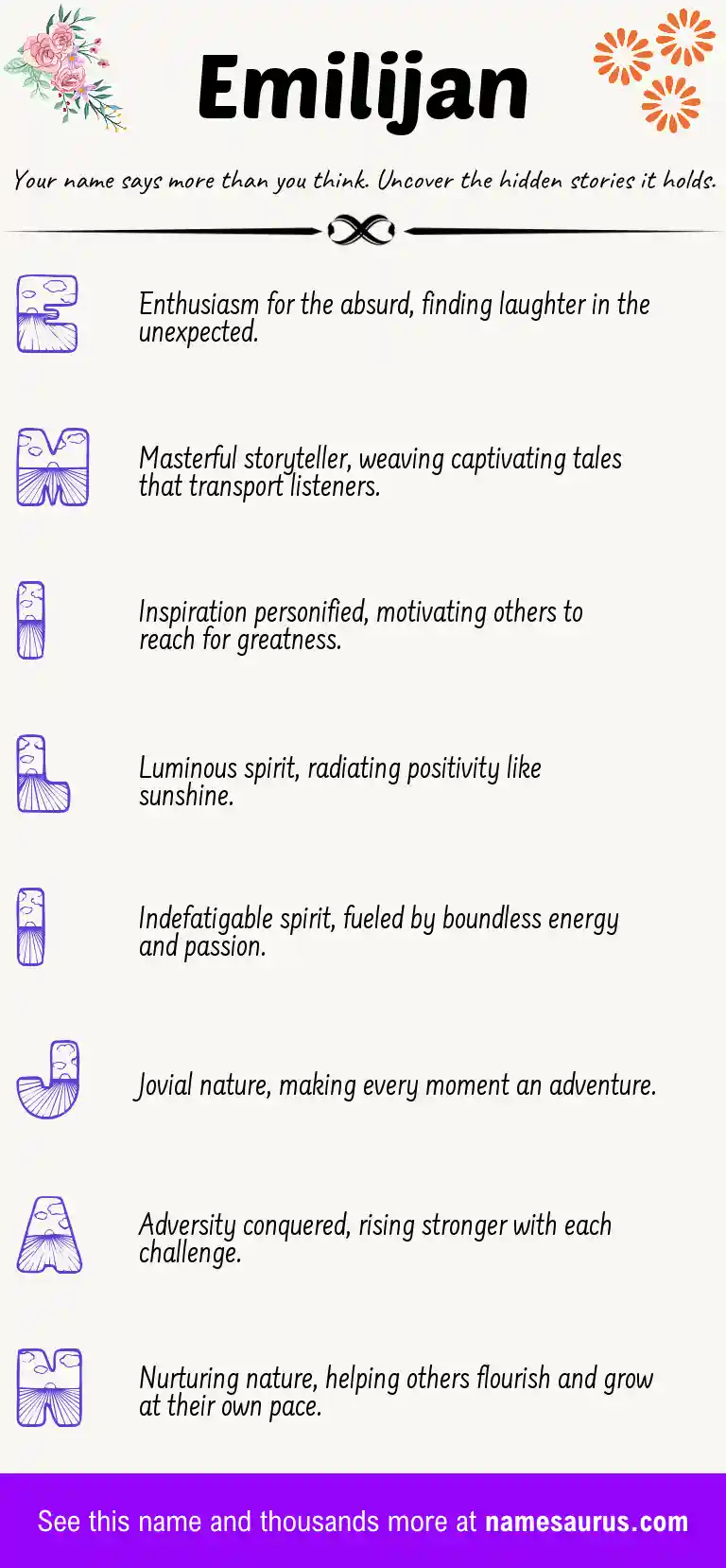Acrostic poem about Emilijan.