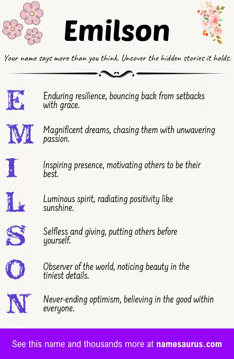 Acrostic poem about Emilson.