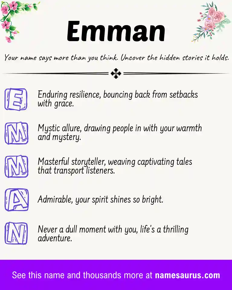Acrostic poem about Emman.