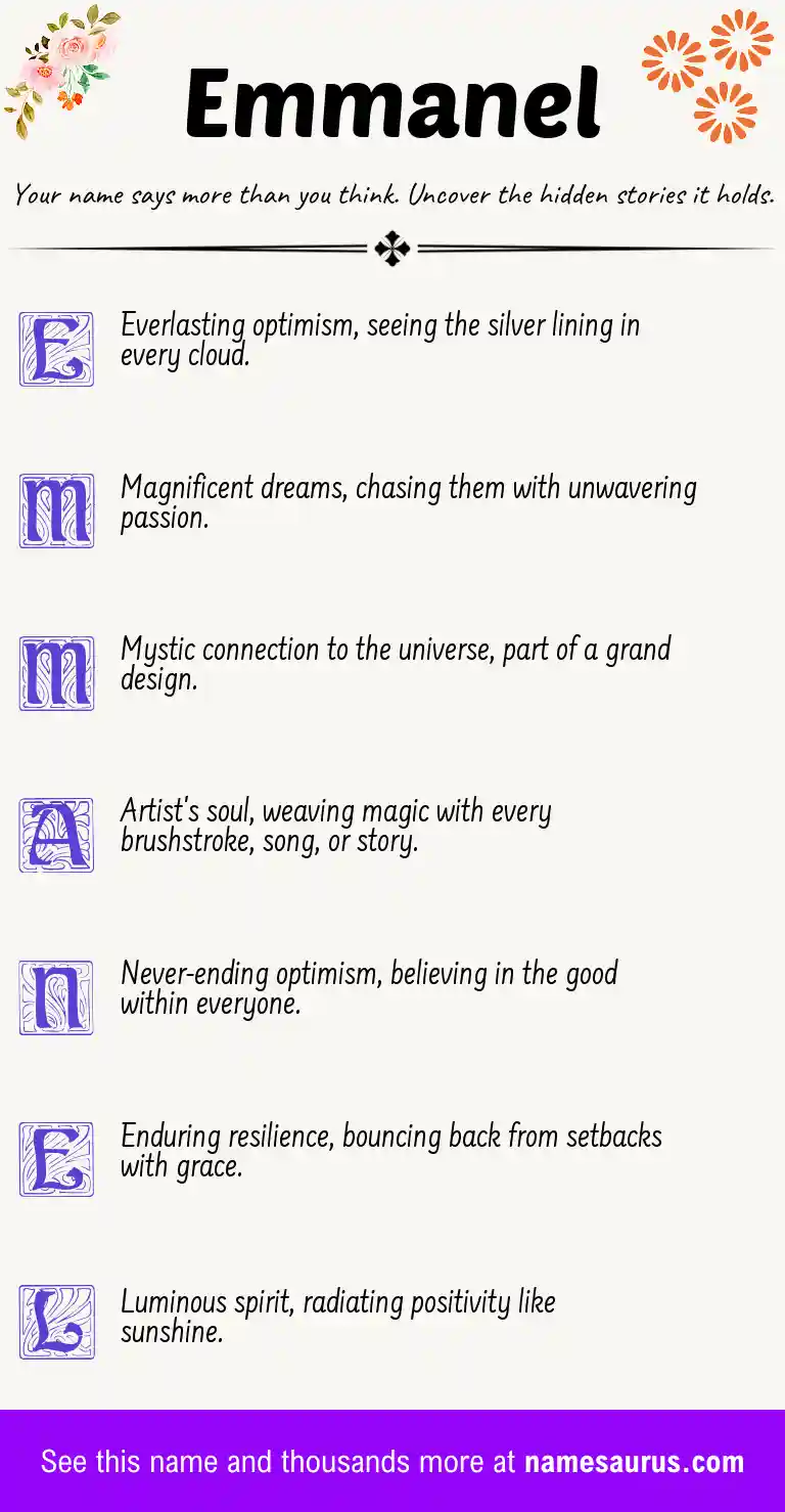 Acrostic poem about Emmanel.