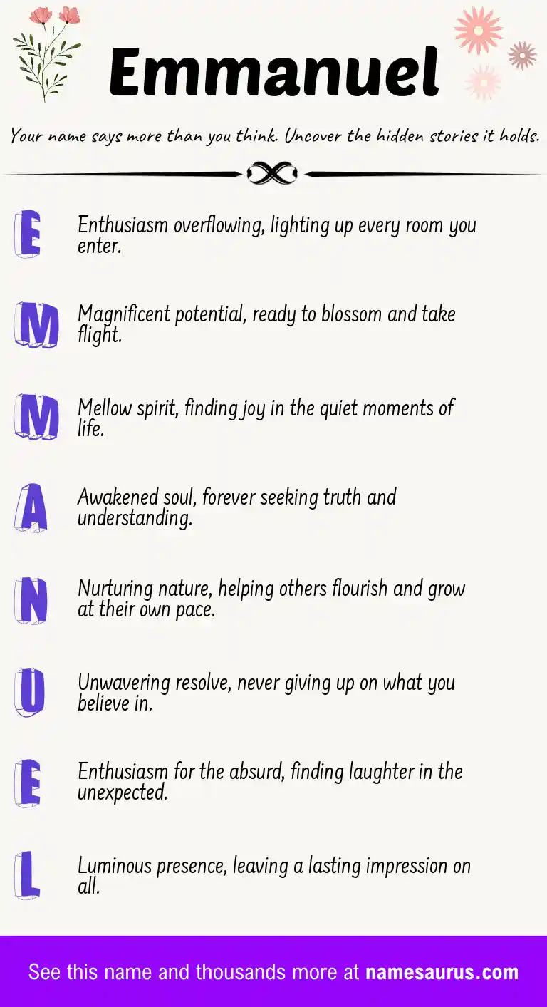 Acrostic poem about Emmanuel.