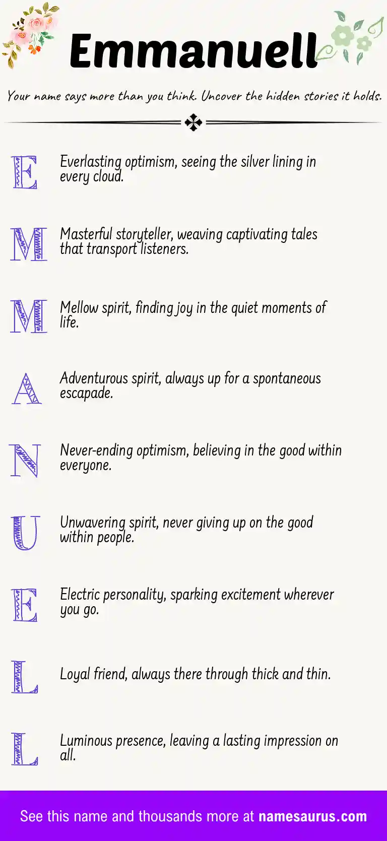 Acrostic poem about Emmanuell.