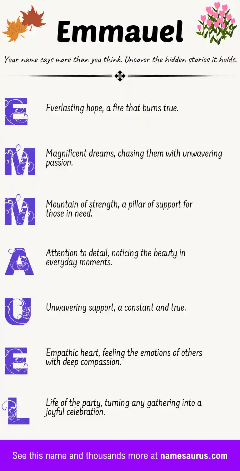 Acrostic poem about Emmauel.