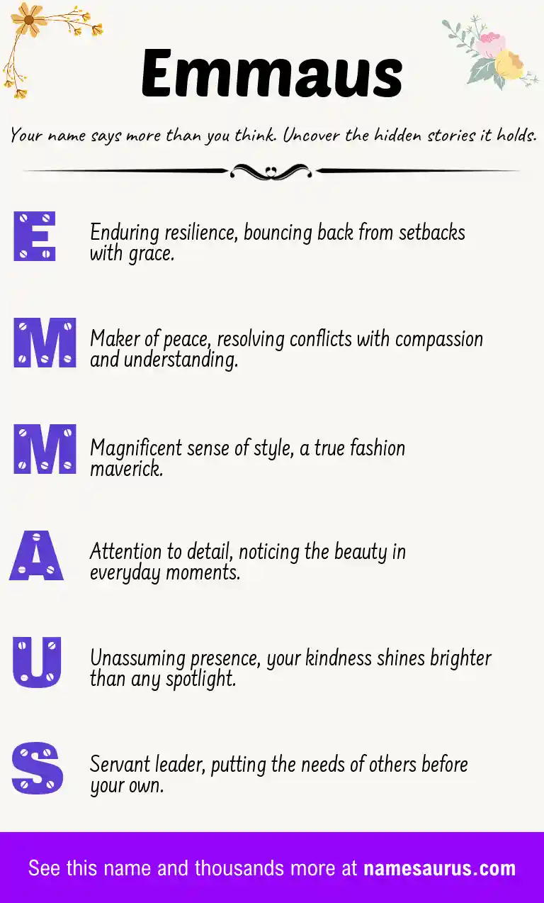 Acrostic poem about Emmaus.