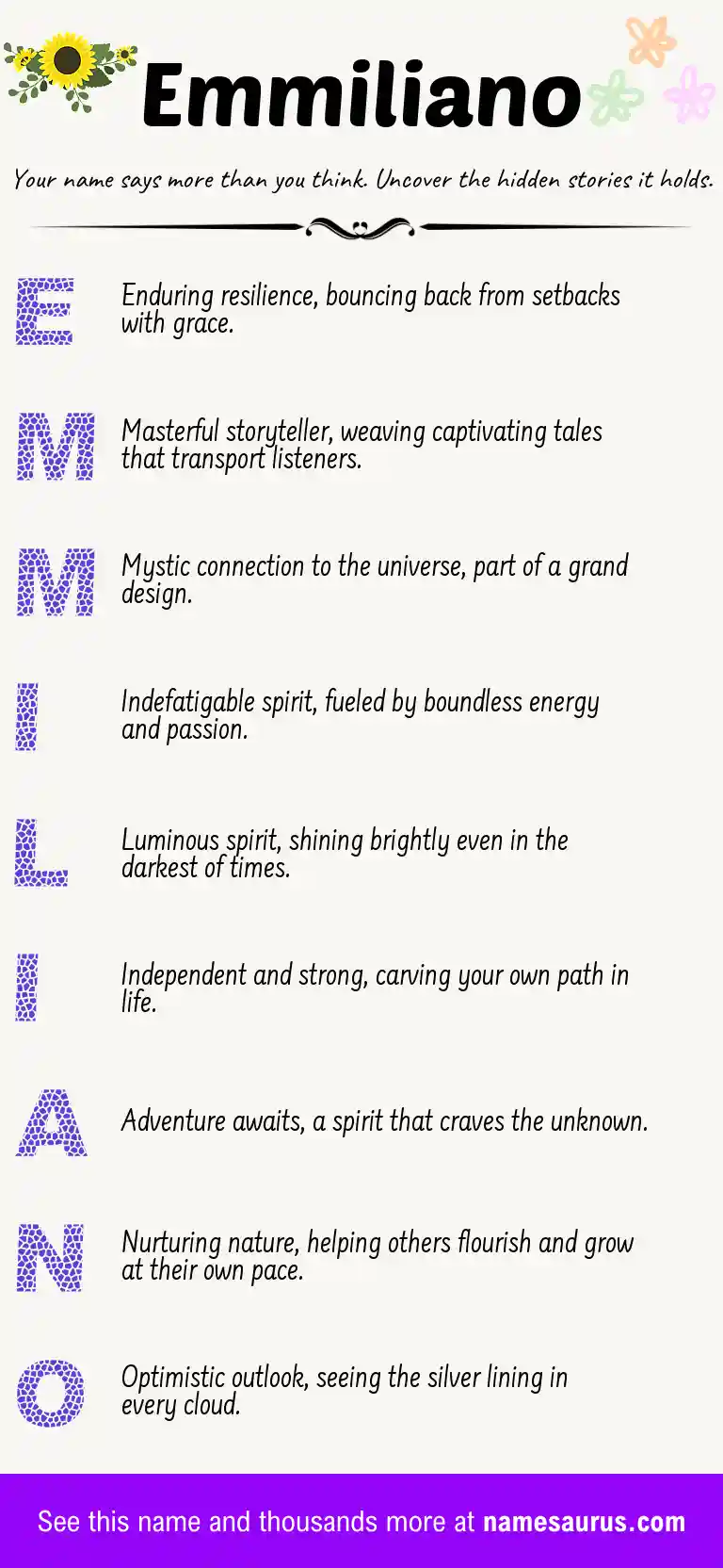 Acrostic poem about Emmiliano.